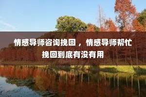 情感导师咨询挽回 ，情感导师帮忙挽回到底有没有用