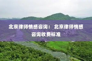 北京律师情感咨询： 北京律师情感咨询收费标准